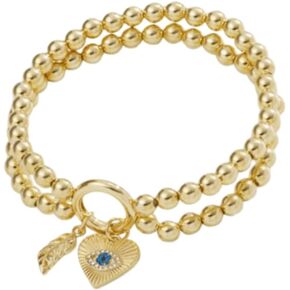 Alex and Ani Evil Eye + Feather Double Stretch Bracelet