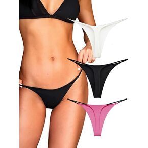 VOGUEVISTA Women G-String Thongs Sexy Tangas Low Rise Hipster Underwear Cotton Panties Stretch T-back 3 Pack S-XXL