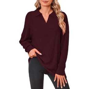MISFAY Sweatshirts for Women 2024 Causal Long Sleeve Lapel Oversized Pullover Shirt Tunic Tops for Leggings