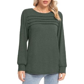 Womens Long Sleeve Shirts Casual Blouses Crewneck Tunic Dressy Tops Trendy T-shirts
