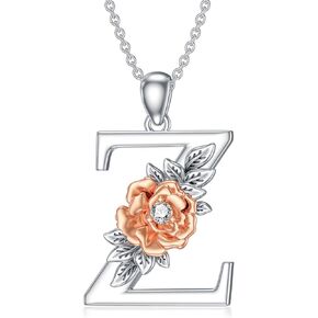 Diamond Initial Necklace for Women 925 Sterling Silver Initial Pendant Necklace with Lab Grown Diamonds Letter Necklace Jewelry Gifts for Her