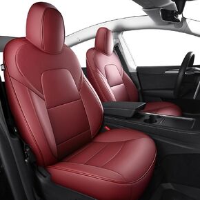 Chezope Custom Tesla Model Y Car Seat Protective Covers Red Leather Waterproof Car Safety Seat Fit for Tesla Model Y Red, 2020-2022