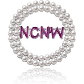 CENWA Sorority Brooch Gift Purple and white Pearl brooch Pin Sisterhood Sorority Jewelry for Women