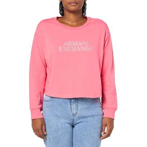 Armani Exchange Women's Rhinestone Logo Cropped Pullover Sweatshirt