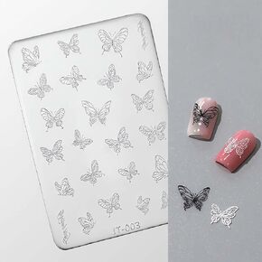 Nail Art Silicone Mold 3D Butterfly Decoration Resin Mold Mix Shape 22 Cavities Embossed Stencils Epoxy Resin Mold DIY Nail Art Making Tool Crystal Nail Charms Carving Mold Acrylic Nail Craft