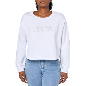 Armani Exchange Women's Rhinestone Logo Cropped Pullover Sweatshirt