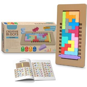 Brain Teaser Puzzle Board Game - Plastic Blocks Puzzles Toy for Adults Kids Teens & Seniors - Tangram Block Puzzle Travel Games Over 300 Challenges - Educational Gifts for Ages 6+