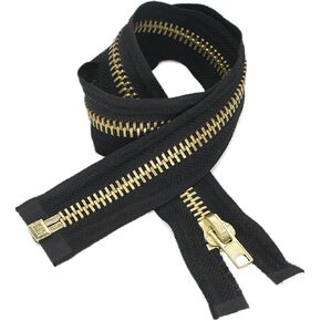 Leekayer #5 Brass Separating Zipper 28 Inch Metal Zippers for Jackets Coats Sewing Crafts Bulk (28" Brass) 2PCS