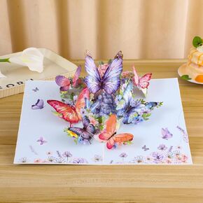 Butterfly Pop Up Card,Butterfly and Flower Greeting Card for Mom, Wife, Grandma, Daughter, for Mother’s Day, Anniversary, Valentine, Thinking of You, Thank You Card, purple