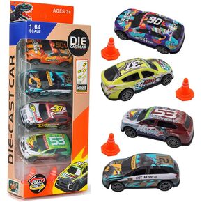 4Pack/10Pack Pull Back Racing Cars Die cast Race Car Vehicles,3 Inch Metal Friction Powered Car Toys Double Pull Back Cars for Toddlers (4Pack)