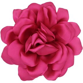 Dainty Satin Rose Brooch with Silk Camellia Flower for Women - Large Lapel Pin, Hair Clip, Wedding Party Accessory