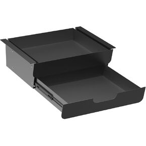 Under Desk Mounted Sliding Double Layer Drawer with Tilt Panel to Pull Out, 11.6'' Long & 10.4'' Deep Dual Storage Organizer for Sit Stand Workstation