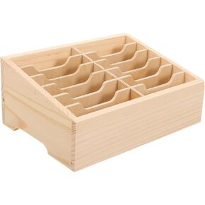 VILLCASE 12 Grids Wooden Cell Phone Holder, Mobile Phone Management Storage Box, Classroom Phone Calculator Holder Organizer for Classroom, Office, Meeting Room