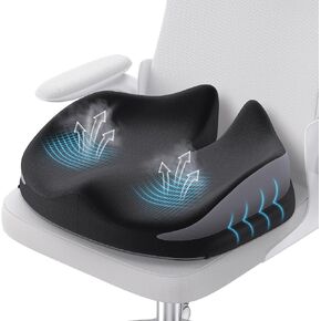Large Seat Cushion for Office Chair Memory Foam Coccyx Pain Relief Cushion Pillow for Back Support Non-Slip Seat Pad for Office Desk, Car Seat, Wheelchair, Sciatica, Tailbone Pain