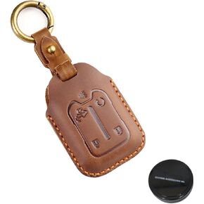 Key Fob Cover Leather Compatible with Chevy Silverado 1500,2500,3500 GMC Sierra 2019-2023 Smart Remote Key Protector