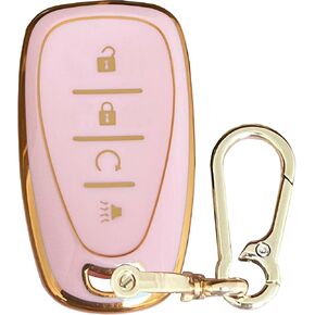 Key Fob Cover Fit for Chevy Keyless Entry Remote Control Key Protective Cover Fit for Chevy 2016-2020 Malibu Cruze Camaro Volt Blazer Traverse (Pink)
