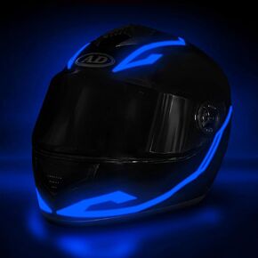 Motorcycle Helmet Light,3 Modes Driving EL Light Strips,Battery Helmet Light Strip,Night Riding Signal Light Decoration Kit(No Helmet)