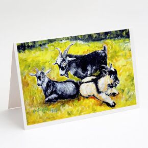 Caroline's Treasures Three Goats Greeting Cards Pack of 8 Blank Cards with Envelopes Whimsical A7 Size 5x7 Blank Note Cards