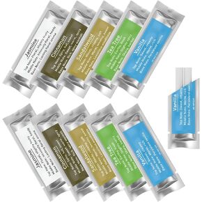 10 Bags Fragranced Car Diffuser Refills for RoyAroma Car Diffuser Vent Clips, Car Air Fresheners Scents Diffuser Perfume Essential Oil sticks- 5 Scents-Vanilla, Tea Tree, Sandalwood, Cinnamon, Jasmine
