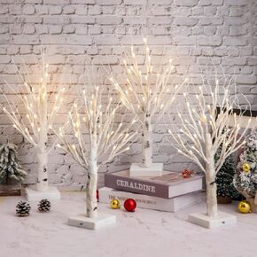 4 قطع 36 LED شجرة البتولا المضاءة ديكور المنزل - شجرة البتولا البيضاء مع أضواء شجرة المال الزفاف المركزية فروع صناعية الجدول (أبيض) in Kuwait