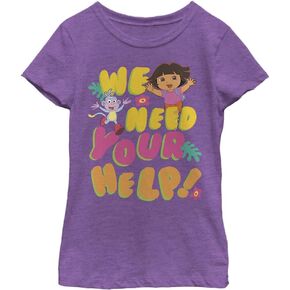 Nickelodeon Dora The Explorer Help Needed Girls Short Sleeve Tee Shirt