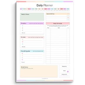 ADHD Daily Planner Notepad for Neurodivergent Adults - Productivity Daily Planner Desk Pad & Task Management to Stay Organized and Focused Note Pad - A4 Colorful