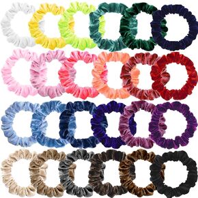 Small Funtopia Velvet Scrunchies, 24 Pcs Colorful Hair Ties for Thick and Thin Hair, Soft Mini Elastic Ponytail Holders and Rubber Bands Hair Accessories for Women and Girls