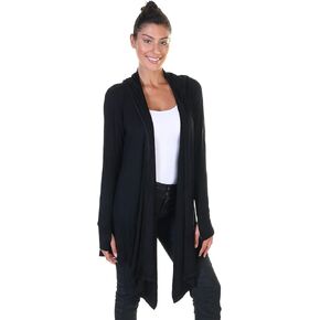 Angelina Women's Soft Lightweight Modal Multi-Way Hooded Cardigan with Pockets & Thumb Holes