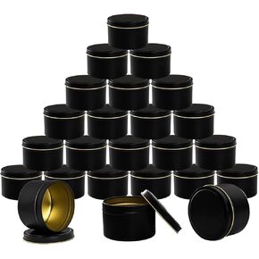 SUROQUE 24Pcs Candle Jars Candle Tins 8oz Black Candle Jars for Making Candles Bulk Candle Containers for DIY and Gift