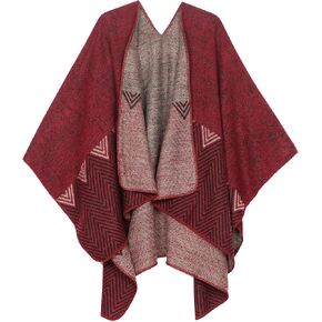 Sakkas Lupe Womens Reversible Poncho Wrap Cape Shawl Sweater Coat Cardigan Pattern