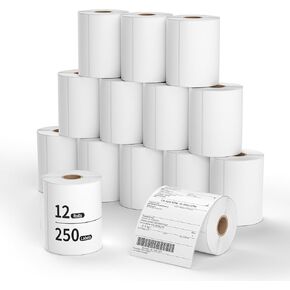 ملصقات الشحن الحراري المباشر Methdic 4x6 لملصقات UPS USPS 3000 (12 لفات)