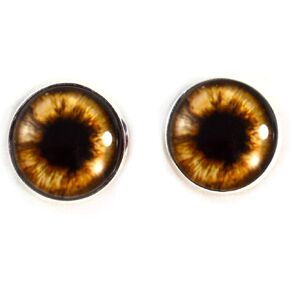 10mm Sew On Teddy Bear Brown Glass Eyes Shank Buttons with Loops - for Staffed Animals, Plushie Toys, Art Dolls, Jewelry Making, Taxidermy, and More