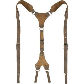 Hide & Groom, Riveted Suspenders with Adjustable Size Straps, Handmade from Full Grain Leather - Bourbon Brown, Bourbon Brown, Unique in Kuwait