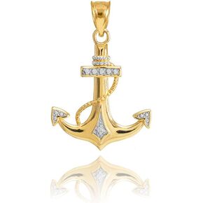 American Heroes Fine 14k Two-Tone Gold Diamond-Accented Fouled Anchor Charm Pendant