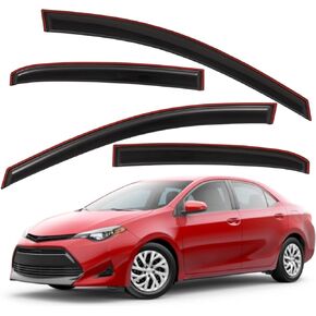Lightronic WV194989 in-Channel Side Window Visor Deflector Vent Rain Guard, Dark Smoke, 4-Pieces Set, Fits 2014-2019 Toyota Corolla Sedan (EXCLUDES Hatchback)