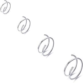 4Pcs/8Pcs G23 Titanium 20G Double Hoop 6mm 8mm 10mm 12mm Twist Nose Ring for Single Piercing Spiral Nose Rings Hoops for Women Nose Piercing