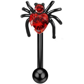 16G Black Spider Eyebrow Ring for Women Men 316L Stainless Steel 5/16 8mm CZ Eyebrow Piercing Jewelry Cartilage Helix Earrings Body Piercing Jewelry