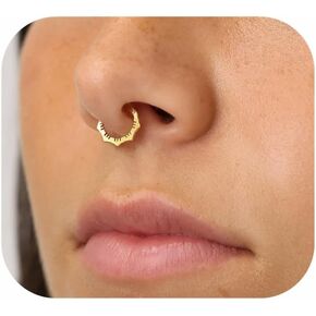 Septum Ring, Flower Clicker Cartilage Earrings for Women, 316L Stainless Steel 16G Tragus Daith Helix Piercing Jewelry, Nose Ring Hoop