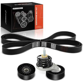 A-Premium Engine Serpentine Belt Drive Kit with Tensioner & Idler Pulley Compatible with Ford F-150 F150, F-250 F250, F-350 F350, Bronco, 1990 1991 1992, 5.0L