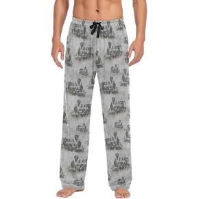 Pfrewn Men's Pajama Pants Vintage Locomotive Train Lounge Pants Super Soft Pajama Bottoms with Pockets