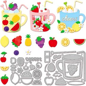 GLOBLELAND Fruit Cup Cutting Dies for Card Making Fruit Drink Cup Metal Die Cuts Cutting Dies Template DIY Scrapbooking Embossing Paper Album Craft Decor