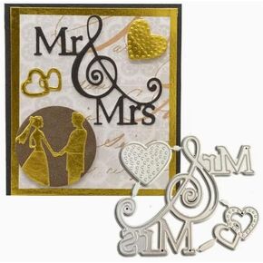 Mr&Mrs Words Couple Metal Die Cuts,Wedding Heart Love Valentine's Day Cutting Dies Cut Stencils DIY Scrapbooking Decorative Embossing Paper Party Wedding Card Making