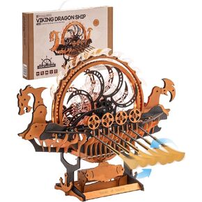 RoWood 3D Puzzles for Adults,Viking Dragon Ship Model Kit,18 Inch DIY Wooden 3D Puzzle,Assembly Time 3H,Awesome Gifts for Adults