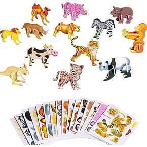 3D Cartoon Puzzles for Kids, Educational 3D Cartoon Puzzle, 100 Pcs 3D Cartoon Puzzles for Kids Ages 4-8, 3D Puzzles for Kids Educational Montessori Toys (25 pcs Animal)
