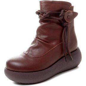 Women Ankle Boots Platform Leather Boots for Women