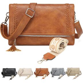 Micmores Crossbody Bags for Women Crossbody Purse Vegan Leather Purse Shoulder Handbags With 2 shoulder straps