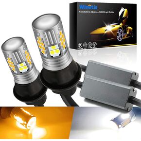 1157 Error Free Canbus Ready Dual Color Switchback P21/5W 2057 2357 7528 BAY15D White/Amber LED with Projector Lens for Turn Signal Light Bulbs DRL Parking Lamp No Hyper Flash All in One