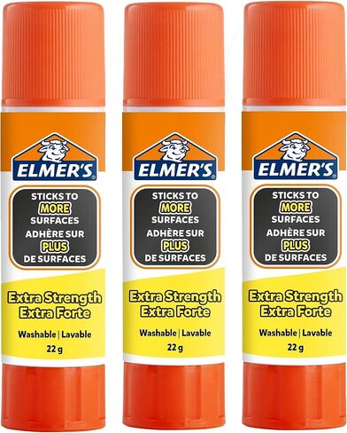Elmer's Extra Strength Disappearing Purple Glue Sticks | Dries Clear | for Paper, Wood, Ceramics, Fabrics & More | Washable & Child-Friendly | 22g | 3 Count in Saudi Arabia