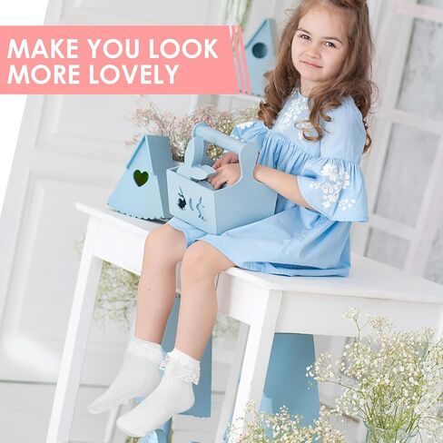 Women Lace Ankle Socks, Lace Ruffle Frilly Ankle Socks Calf Socks for Women, White Soft Cotton Socks in Kuwait