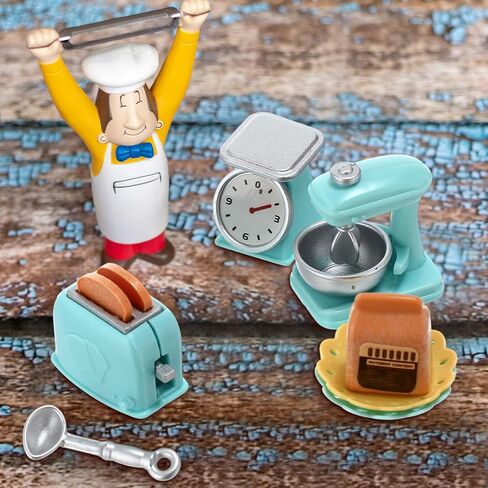 15 Pcs Miniature Dollhouse Accessories 1: 12 Scale Mini Stuff for Dollhouse Kitchen Stand Mixer Kitchen Scale Bread Maker Toast Breakfast Set for Doll Kitchen Scene in Saudi Arabia
